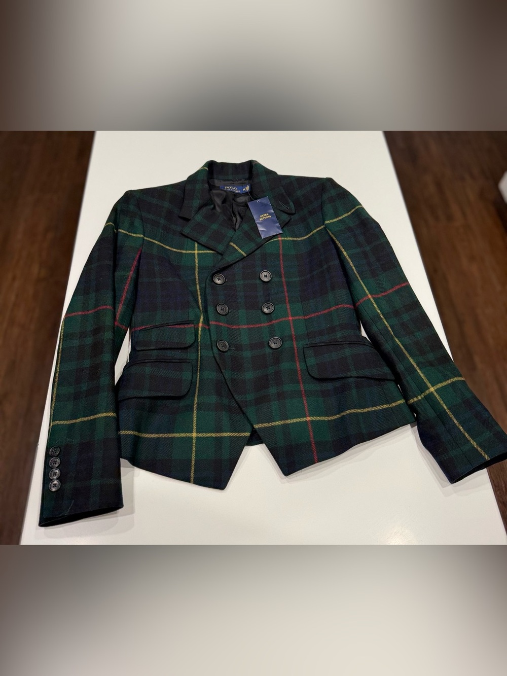 Polo Ralph Lauren Women’s Tartan Plaid Double-Breasted Wool Lined Blazer size 00